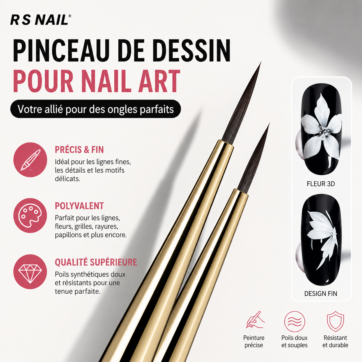 Pinceau Nail Art Professionnel de Précision