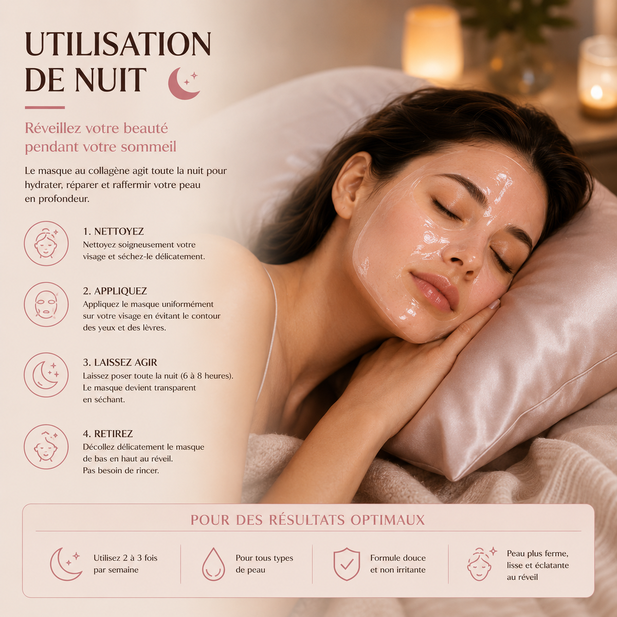 Masque Facial Décollable au Collagène pour la Nuit